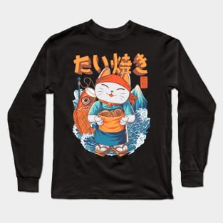 Japanese Food Fish Waffle Neko Long Sleeve T-Shirt